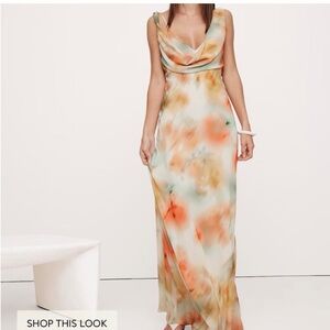 LIKE NEW Banana Republic Twisted Shoulder Cowl Neck Maxi Dress 0